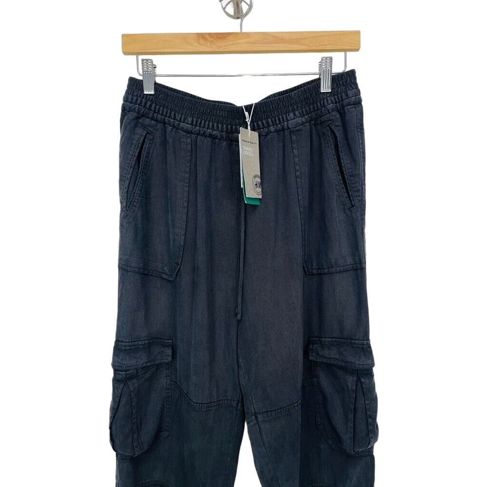 NWT H&M Cargo High Rise Pull On Pant Womens 6 Gray Stone Wash Lyocell Relaxed - Picture 3 of 11